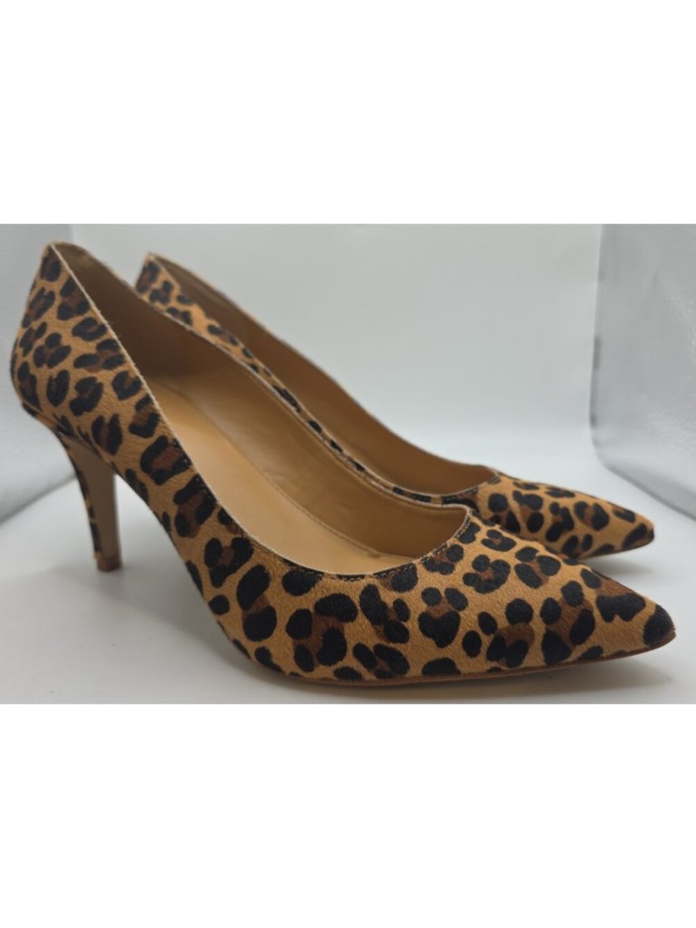 J CREW LEOPARD PRINT CALF HAIR PUMPS SHOES HEELS 9.5M 3" Heel